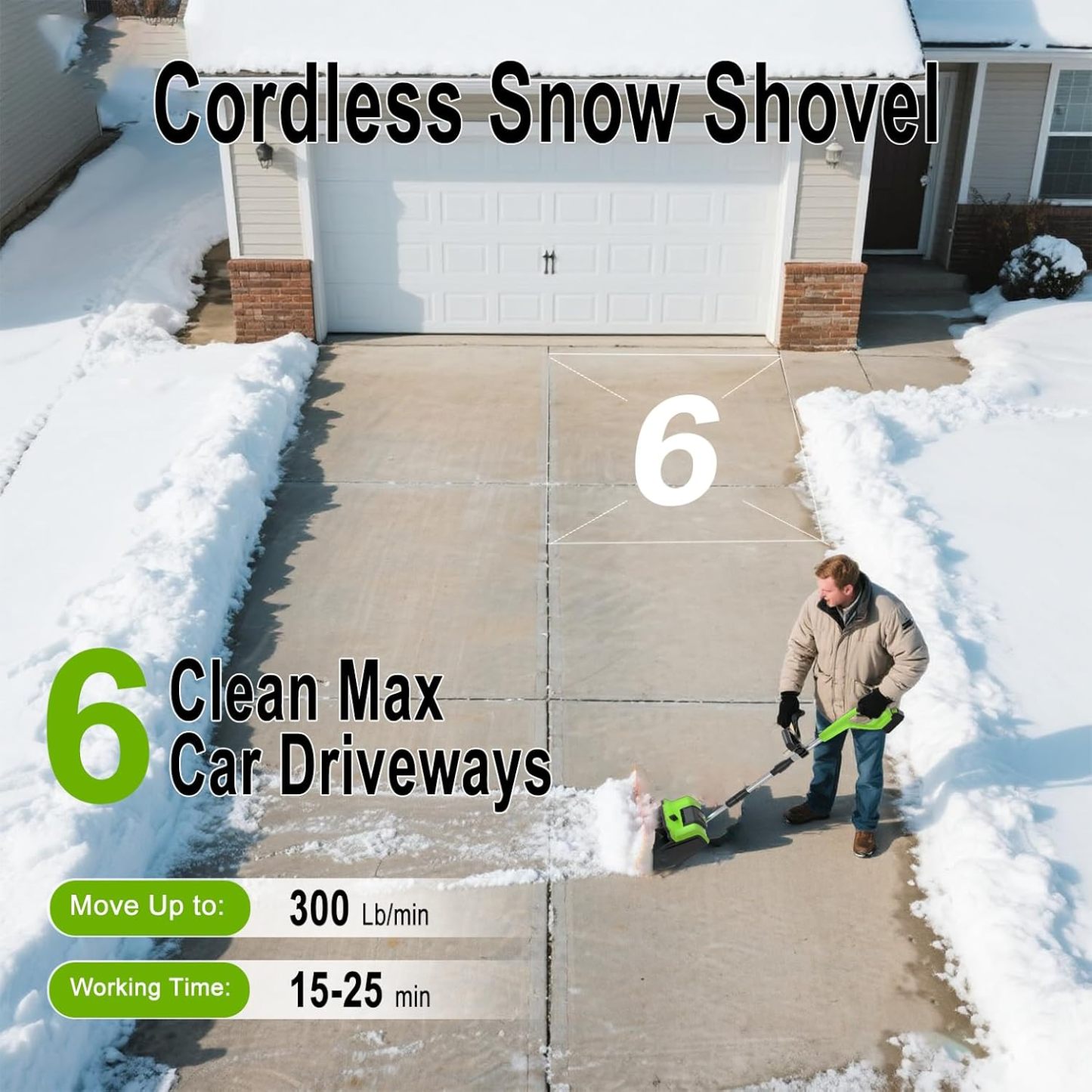 Cordless Snow Shovel, 21V Electric Cordless Snow Blower with Battery and Charger, 19FT Throw Distance, Lightweight 9.9lb for Driveway, Steps, Patio, Sidewalk(Red)