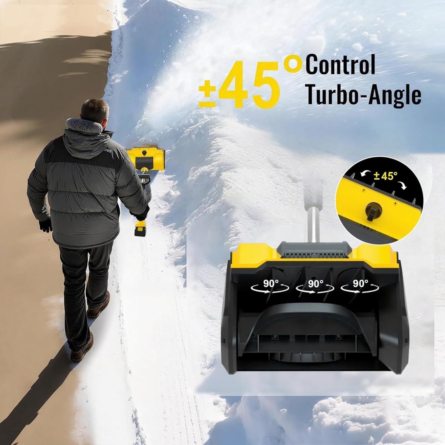 Cordless Snow Shovel, 21V Electric Cordless Snow Blower with Battery and Charger, 19FT Throw Distance, Lightweight 9.9lb for Driveway, Steps, Patio, Sidewalk(Red)