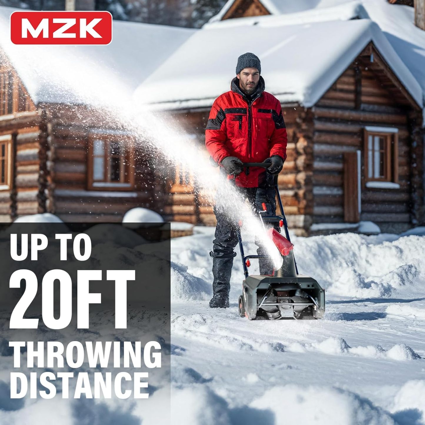 MZK 15.9-Inch Electric Walk-Behind Snow Blower with 20ft Throwing Distance, Electric Snow Blower with 13-Amp Motor,Directional Chute Control, Black