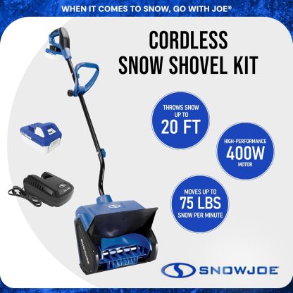 Snow Joe 24V Cordless Electric Snow Shovel Kit w/ Cover & Scraper, 13" Clearing Path, 400W Motor - Heavy-Duty Snow & Ice Removal for Driveway & Walkway, 24V-SS13-TV1