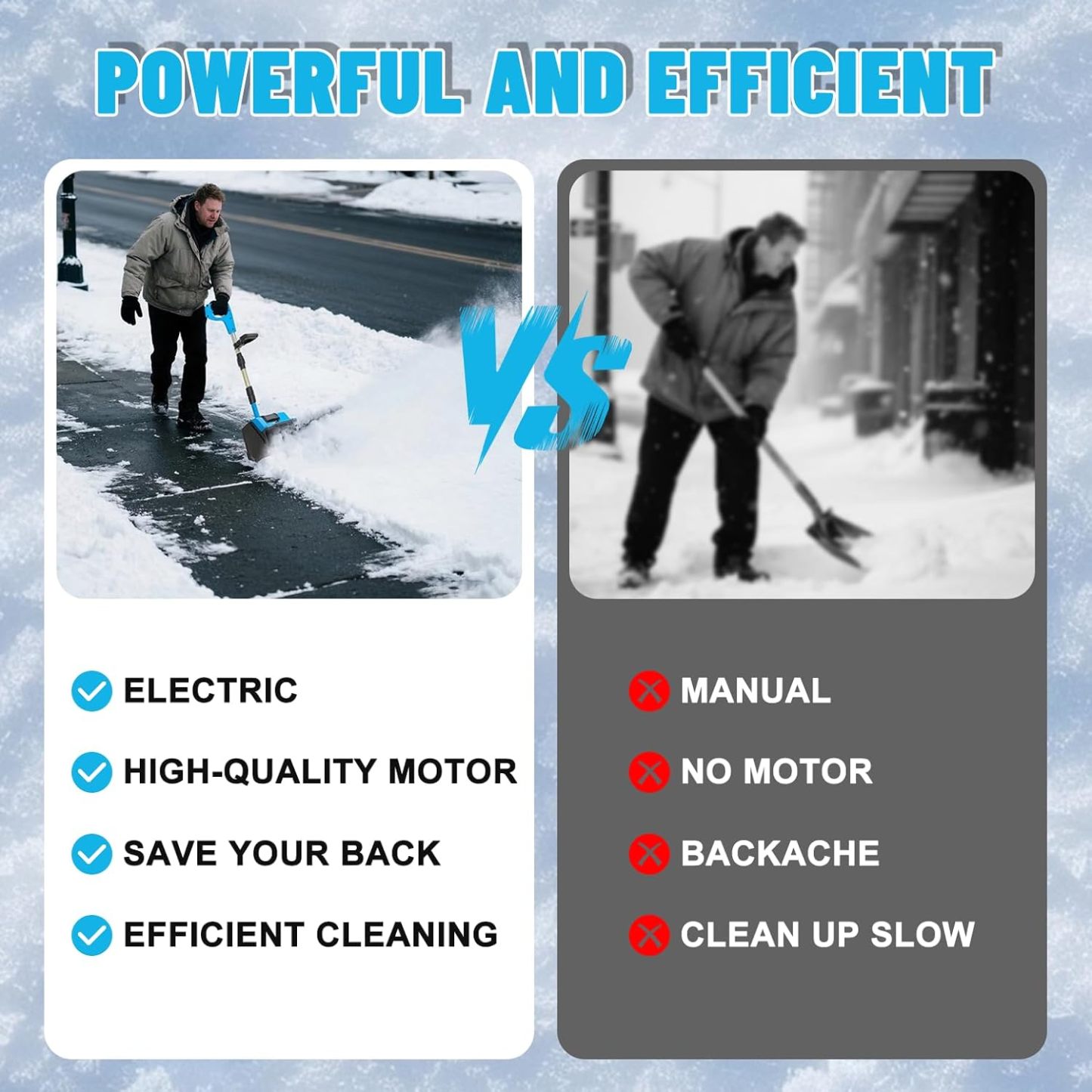 Cordless Snow Shovel, 21V Electric Cordless Snow Blower with Battery and Charger, 19FT Throw Distance, Lightweight 9.9lb for Driveway, Steps, Patio, Sidewalk(Red)