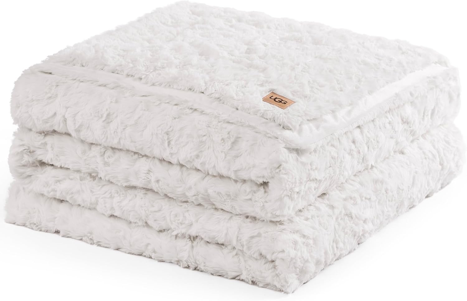 UGG Adalee Faux Fur Throw Blanket Luxury Lightweight Cozy Soft Throw for Couch Bed or Chair Hypoallergenic Machine Washable Double-Sided Fluffy Blanket Home Decor, 50-inch x 70-inch, Seal Grey
