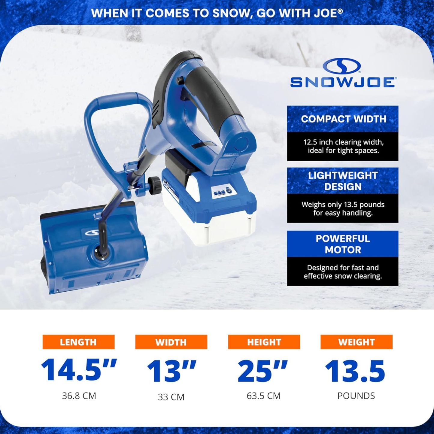 Snow Joe 24V Cordless Electric Snow Shovel Kit w/ Cover & Scraper, 13" Clearing Path, 400W Motor - Heavy-Duty Snow & Ice Removal for Driveway & Walkway, 24V-SS13-TV1