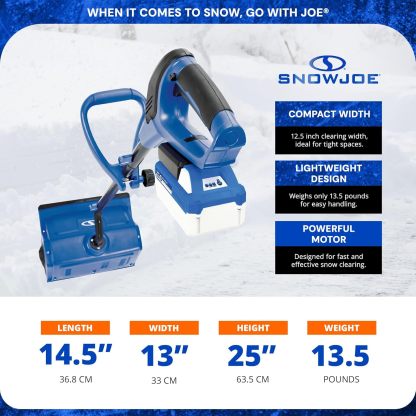 Snow Joe 24V Cordless Electric Snow Shovel Kit w/ Cover & Scraper, 13" Clearing Path, 400W Motor - Heavy-Duty Snow & Ice Removal for Driveway & Walkway, 24V-SS13-TV1