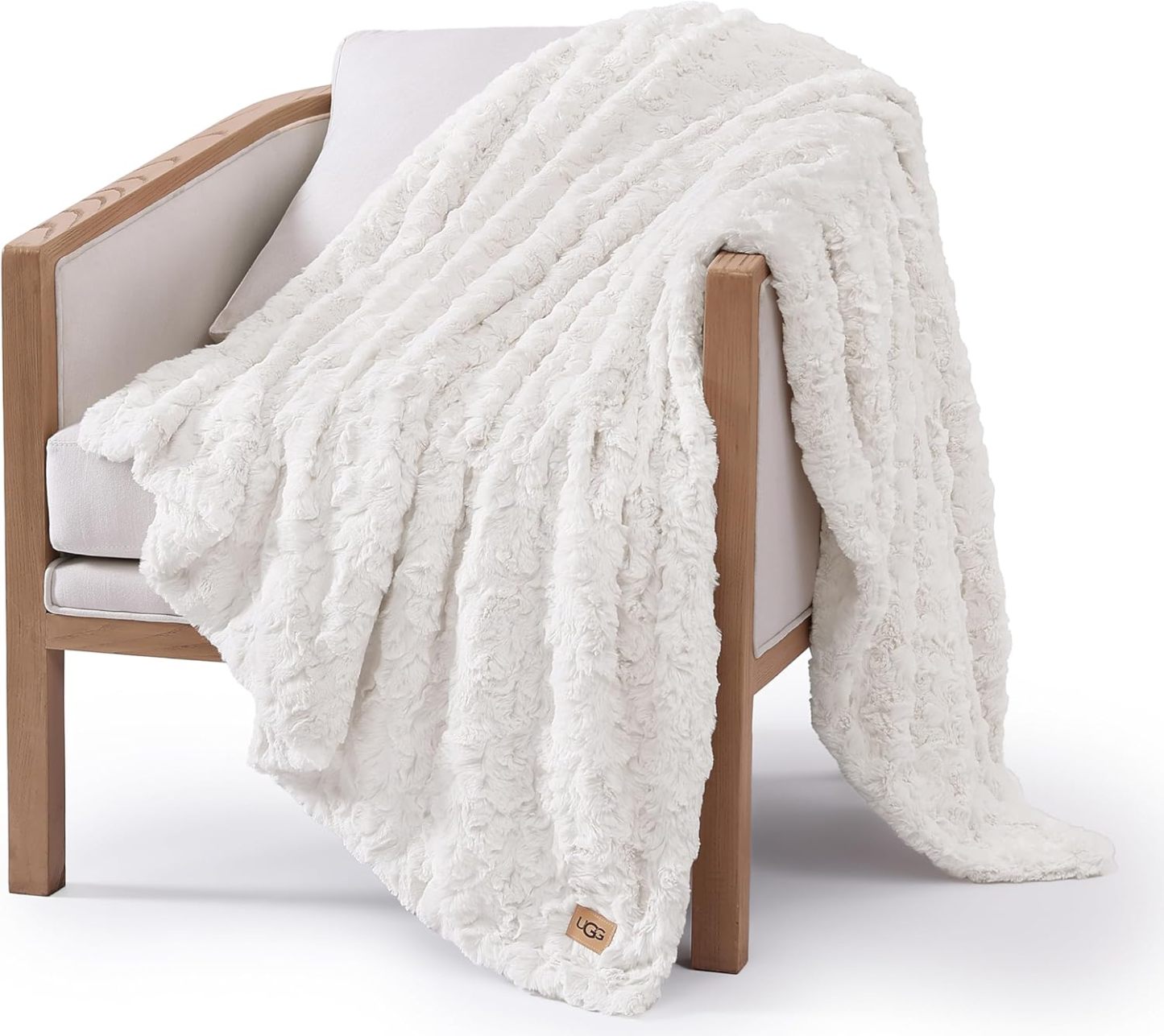 UGG Adalee Faux Fur Throw Blanket Luxury Lightweight Cozy Soft Throw for Couch Bed or Chair Hypoallergenic Machine Washable Double-Sided Fluffy Blanket Home Decor, 50-inch x 70-inch, Seal Grey