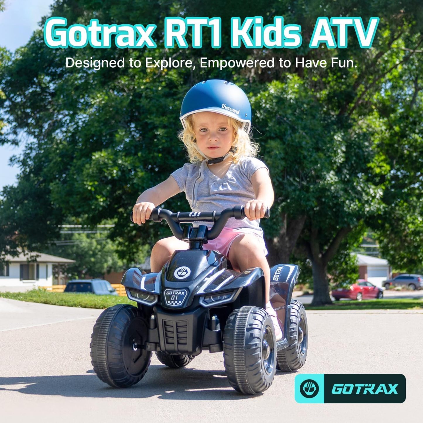 Gotrax RT1 Ride on Toys for Toddlers 1.5-4, Safe 12V Lead-acid Battery up to 80 Minutes, Forward/Reverse 2 Gears, Max 1.5MPH Speed&8" Big Tire, Electric Vehicle ATV Car Best Gift for Age1.5–4 Boy Girl