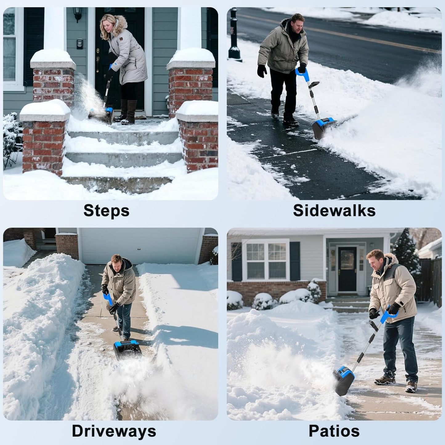 Cordless Snow Shovel, 21V Electric Cordless Snow Blower with Battery and Charger, 19FT Throw Distance, Lightweight 9.9lb for Driveway, Steps, Patio, Sidewalk(Red)