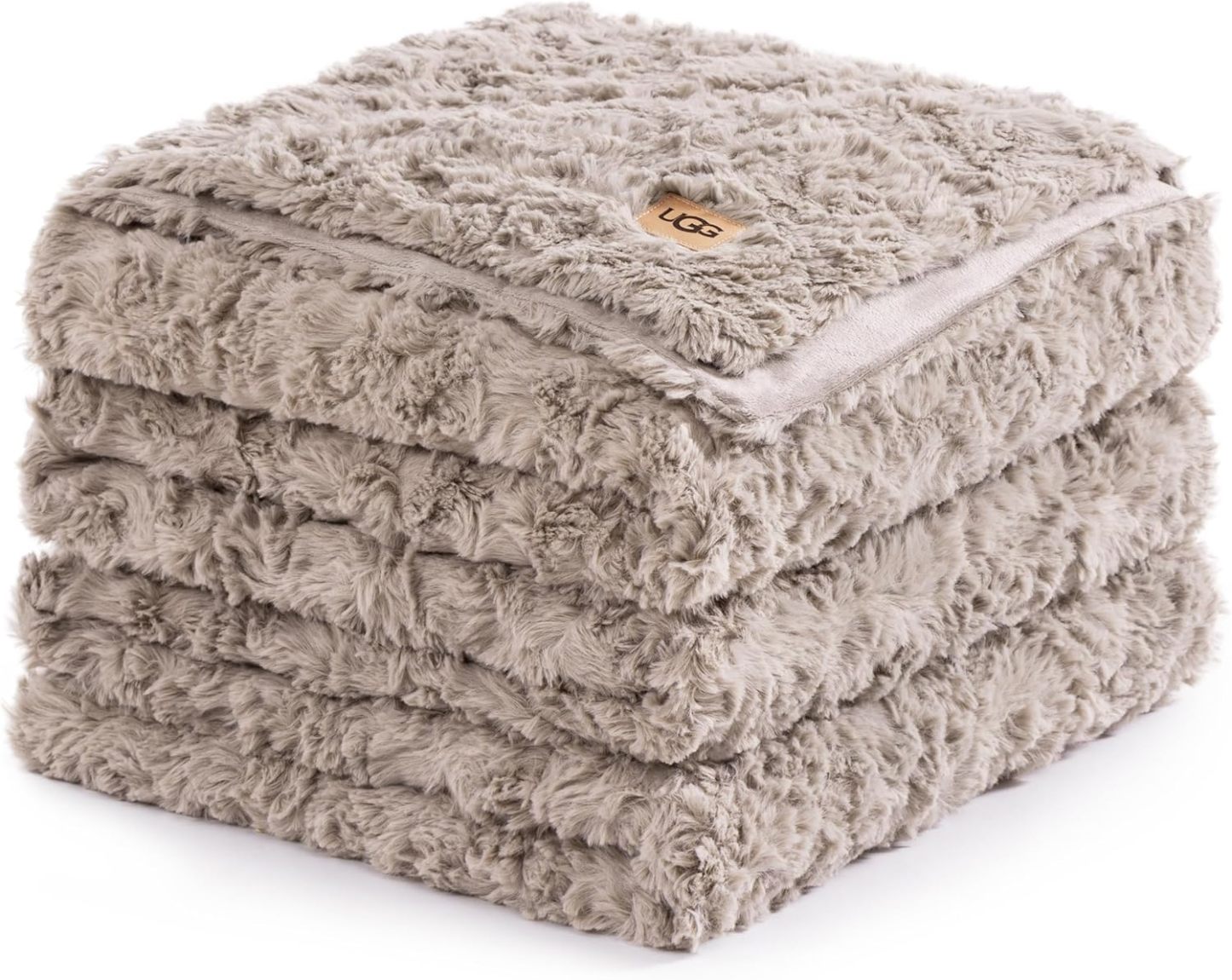 UGG Adalee Faux Fur Throw Blanket Luxury Lightweight Cozy Soft Throw for Couch Bed or Chair Hypoallergenic Machine Washable Double-Sided Fluffy Blanket Home Decor, 50-inch x 70-inch, Seal Grey