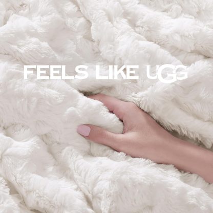 UGG Adalee Faux Fur Throw Blanket Luxury Lightweight Cozy Soft Throw for Couch Bed or Chair Hypoallergenic Machine Washable Double-Sided Fluffy Blanket Home Decor, 50-inch x 70-inch, Seal Grey