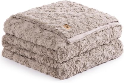 UGG Adalee Faux Fur Throw Blanket Luxury Lightweight Cozy Soft Throw for Couch Bed or Chair Hypoallergenic Machine Washable Double-Sided Fluffy Blanket Home Decor, 50-inch x 70-inch, Seal Grey