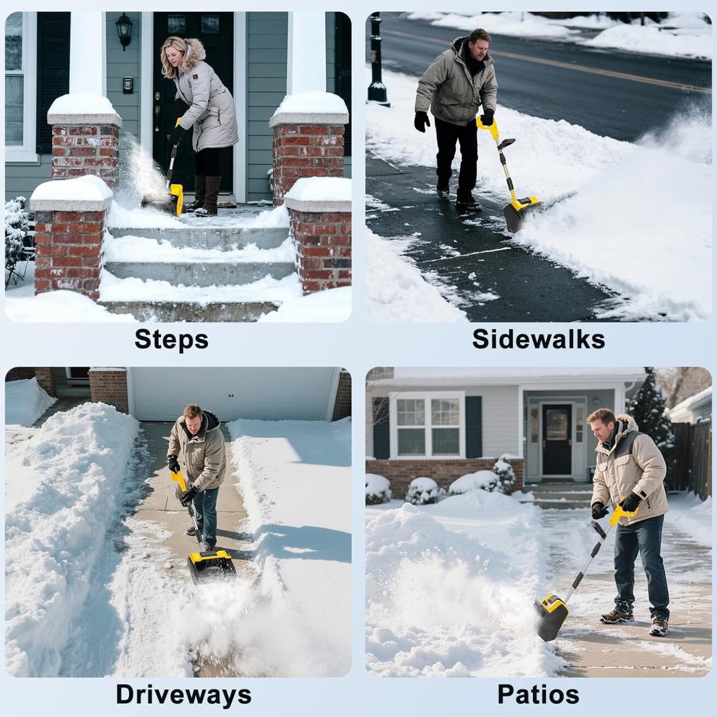 Cordless Snow Shovel, 21V Electric Cordless Snow Blower with Battery and Charger, 19FT Throw Distance, Lightweight 9.9lb for Driveway, Steps, Patio, Sidewalk(Red)