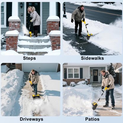 Cordless Snow Shovel, 21V Electric Cordless Snow Blower with Battery and Charger, 19FT Throw Distance, Lightweight 9.9lb for Driveway, Steps, Patio, Sidewalk(Red)