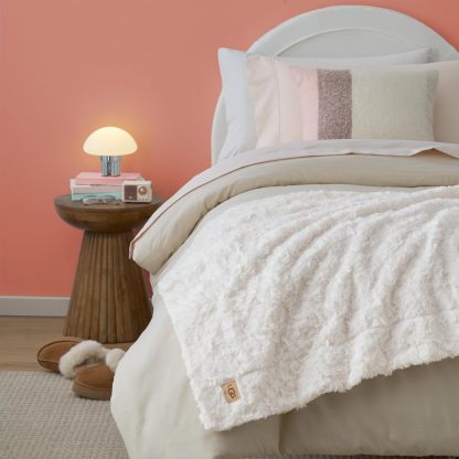 UGG Adalee Faux Fur Throw Blanket Luxury Lightweight Cozy Soft Throw for Couch Bed or Chair Hypoallergenic Machine Washable Double-Sided Fluffy Blanket Home Decor, 50-inch x 70-inch, Seal Grey