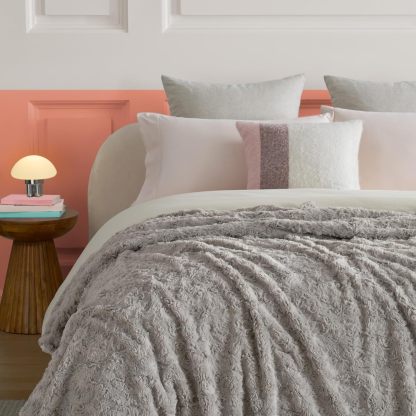 UGG Adalee Faux Fur Throw Blanket Luxury Lightweight Cozy Soft Throw for Couch Bed or Chair Hypoallergenic Machine Washable Double-Sided Fluffy Blanket Home Decor, 50-inch x 70-inch, Seal Grey