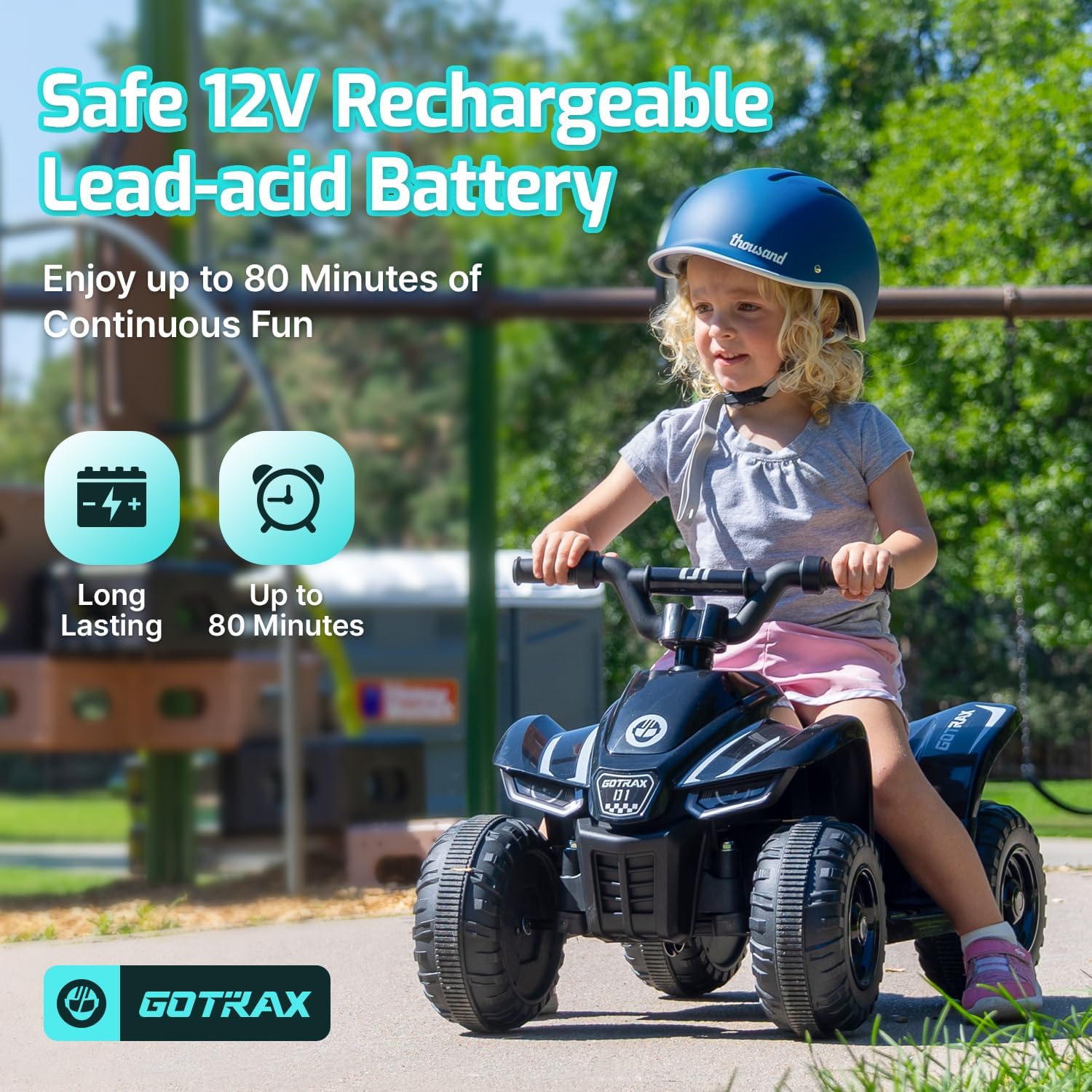 Gotrax RT1 Ride on Toys for Toddlers 1.5-4, Safe 12V Lead-acid Battery up to 80 Minutes, Forward/Reverse 2 Gears, Max 1.5MPH Speed&8" Big Tire, Electric Vehicle ATV Car Best Gift for Age1.5–4 Boy Girl