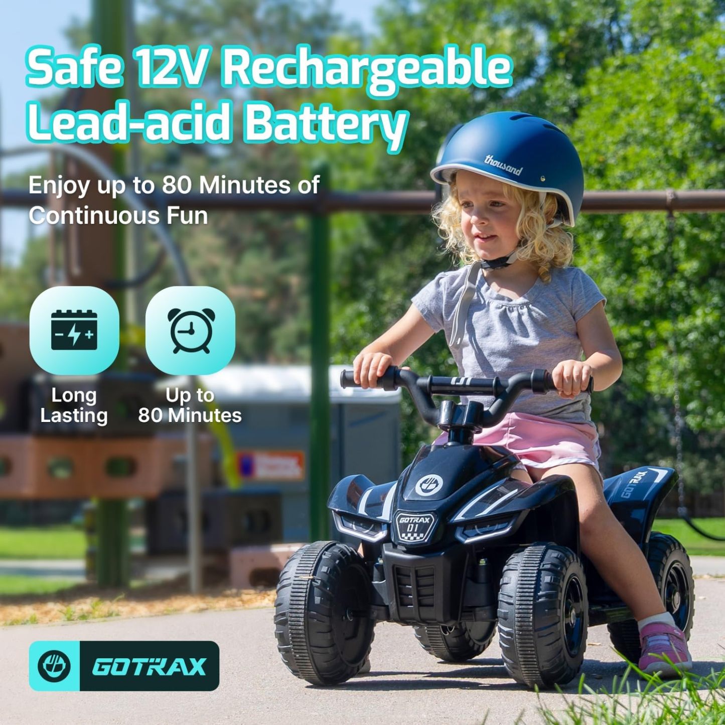 Gotrax RT1 Ride on Toys for Toddlers 1.5-4, Safe 12V Lead-acid Battery up to 80 Minutes, Forward/Reverse 2 Gears, Max 1.5MPH Speed&8" Big Tire, Electric Vehicle ATV Car Best Gift for Age1.5–4 Boy Girl