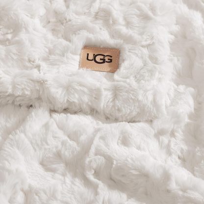 UGG Adalee Faux Fur Throw Blanket Luxury Lightweight Cozy Soft Throw for Couch Bed or Chair Hypoallergenic Machine Washable Double-Sided Fluffy Blanket Home Decor, 50-inch x 70-inch, Seal Grey