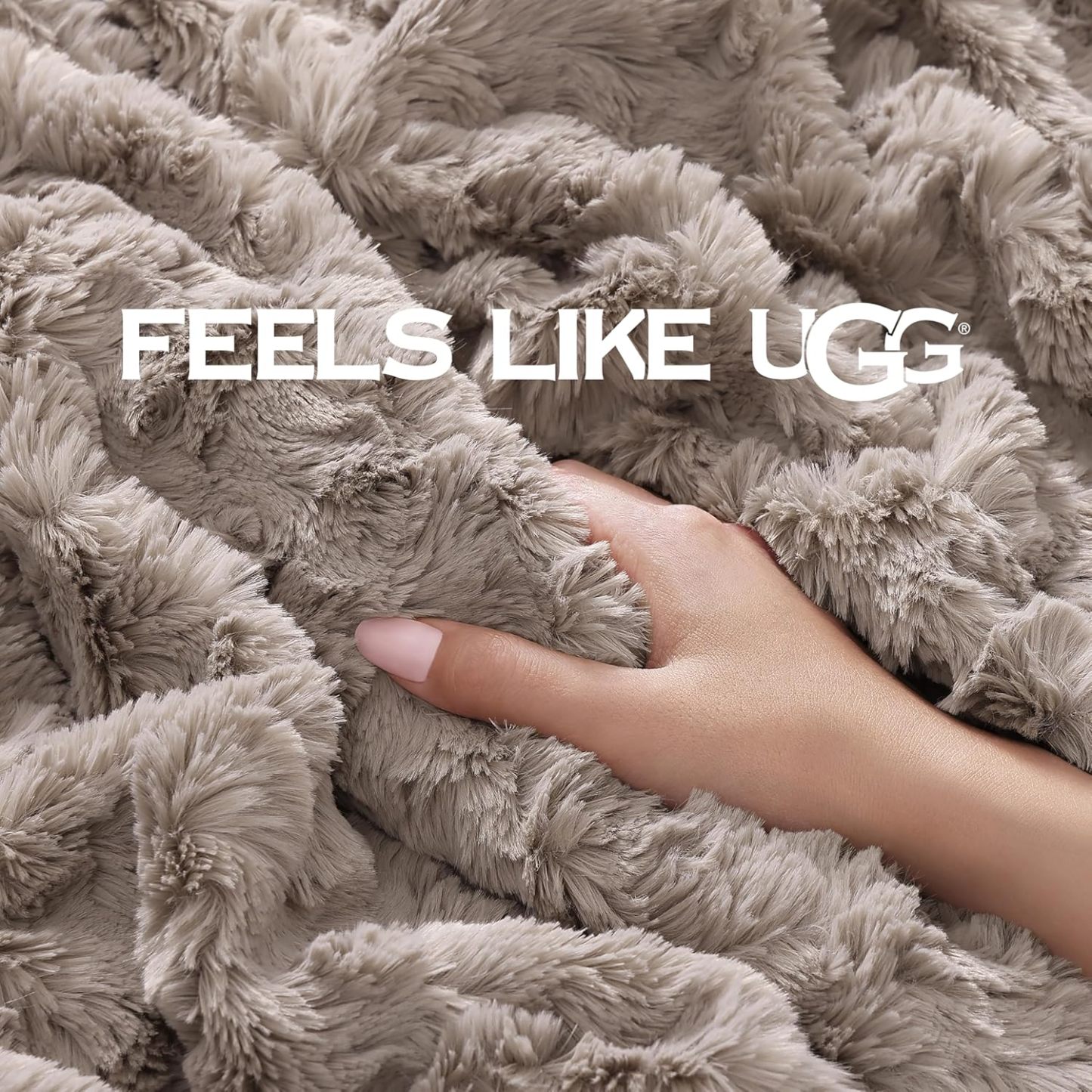 UGG Adalee Faux Fur Throw Blanket Luxury Lightweight Cozy Soft Throw for Couch Bed or Chair Hypoallergenic Machine Washable Double-Sided Fluffy Blanket Home Decor, 50-inch x 70-inch, Seal Grey