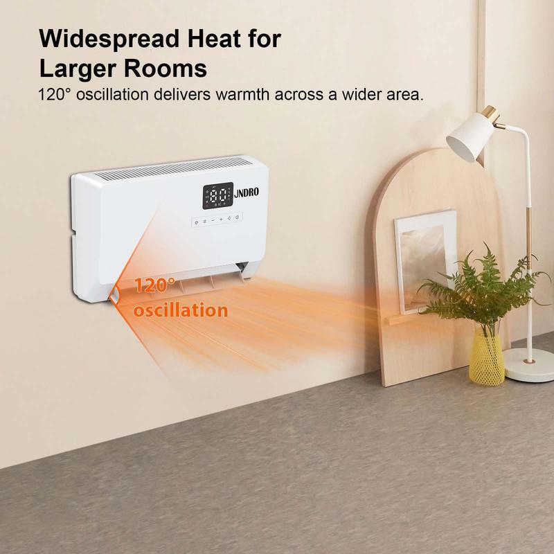 Smart Wall Heater, 1500W Fast Heating Electric Space Heater for Indoor Use, Wall Mounted Panel Heater with Oscillation Modes, 24-Hour Timer Overheat Protection for Bedroom, Bathroom, Office
