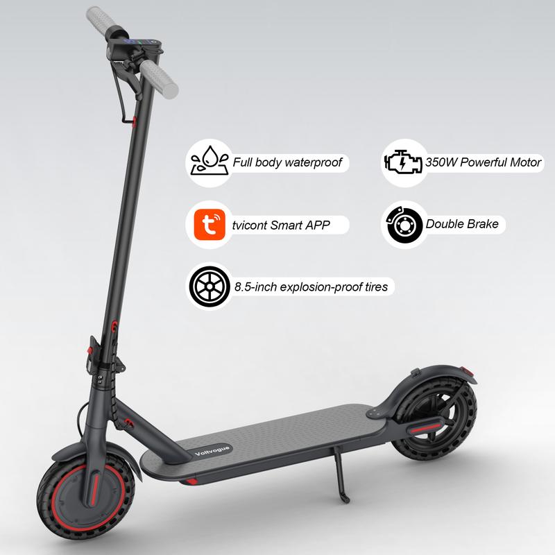Electric Scooter – 19 MPH Max Speed, with Seat and Luggage Box, 8.5" Honeycomb Solid Tires, 350W Motor, 12 Miles Range, Foldable Design, Dual Braking System & App Control