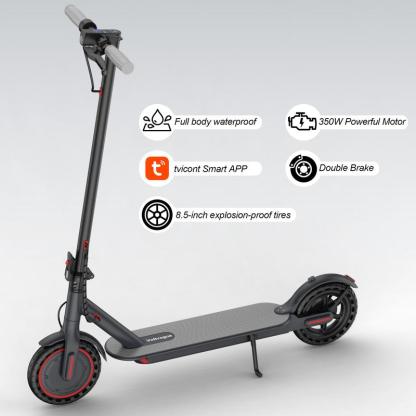 Electric Scooter – 19 MPH Max Speed, with Seat and Luggage Box, 8.5" Honeycomb Solid Tires, 350W Motor, 12 Miles Range, Foldable Design, Dual Braking System & App Control