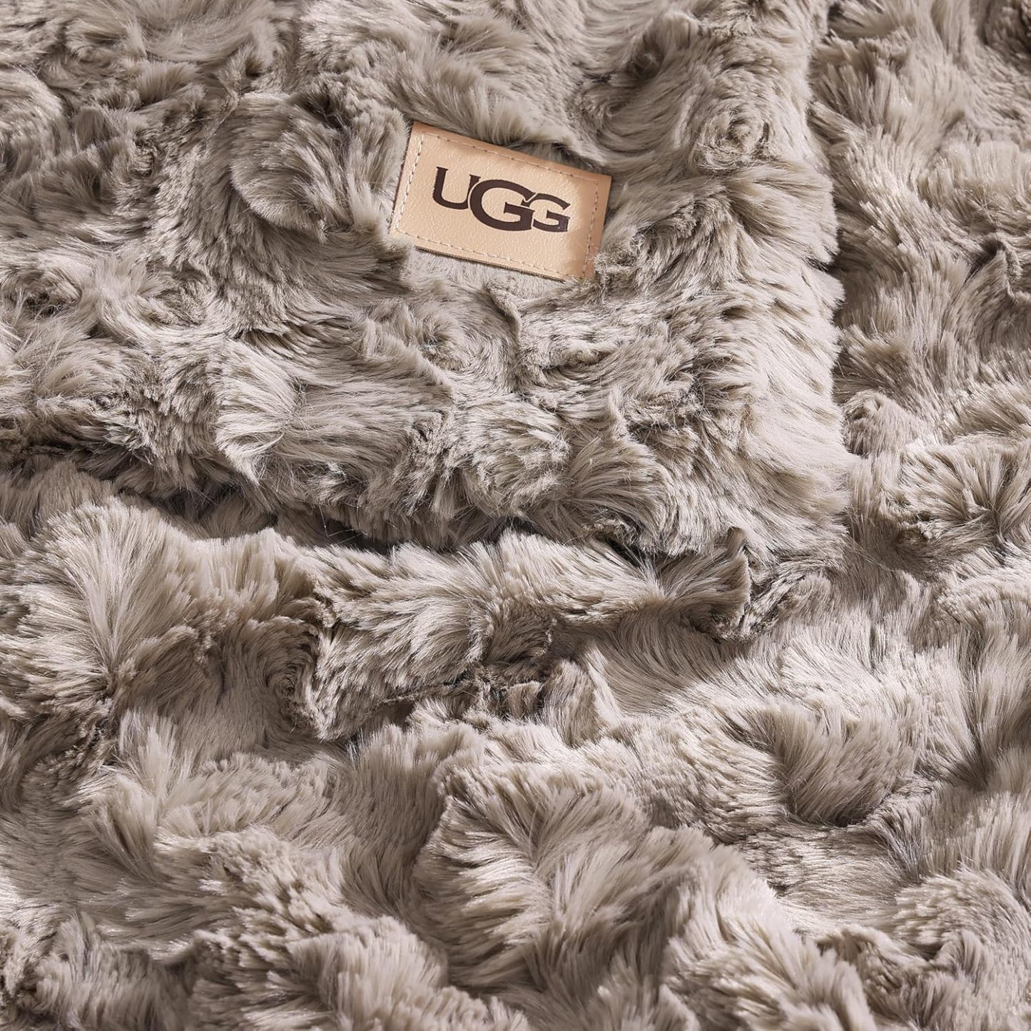 UGG Adalee Faux Fur Throw Blanket Luxury Lightweight Cozy Soft Throw for Couch Bed or Chair Hypoallergenic Machine Washable Double-Sided Fluffy Blanket Home Decor, 50-inch x 70-inch, Seal Grey