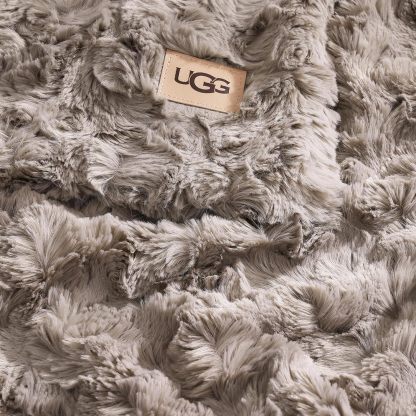 UGG Adalee Faux Fur Throw Blanket Luxury Lightweight Cozy Soft Throw for Couch Bed or Chair Hypoallergenic Machine Washable Double-Sided Fluffy Blanket Home Decor, 50-inch x 70-inch, Seal Grey
