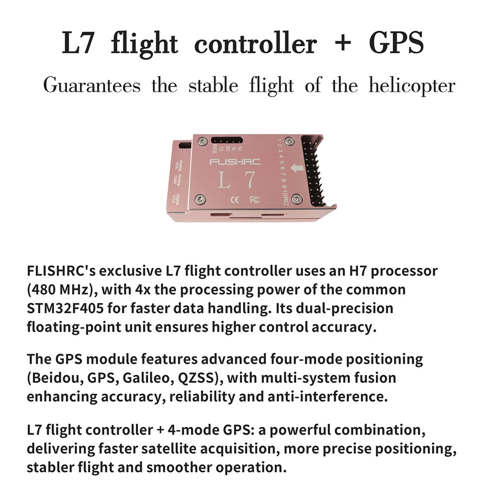 FLISHRC FL500 AH-1 Cobra 500-Class Large Scale GPS RC Helicopter Model with L7 Flight Controller 2.4G 6CH RTF