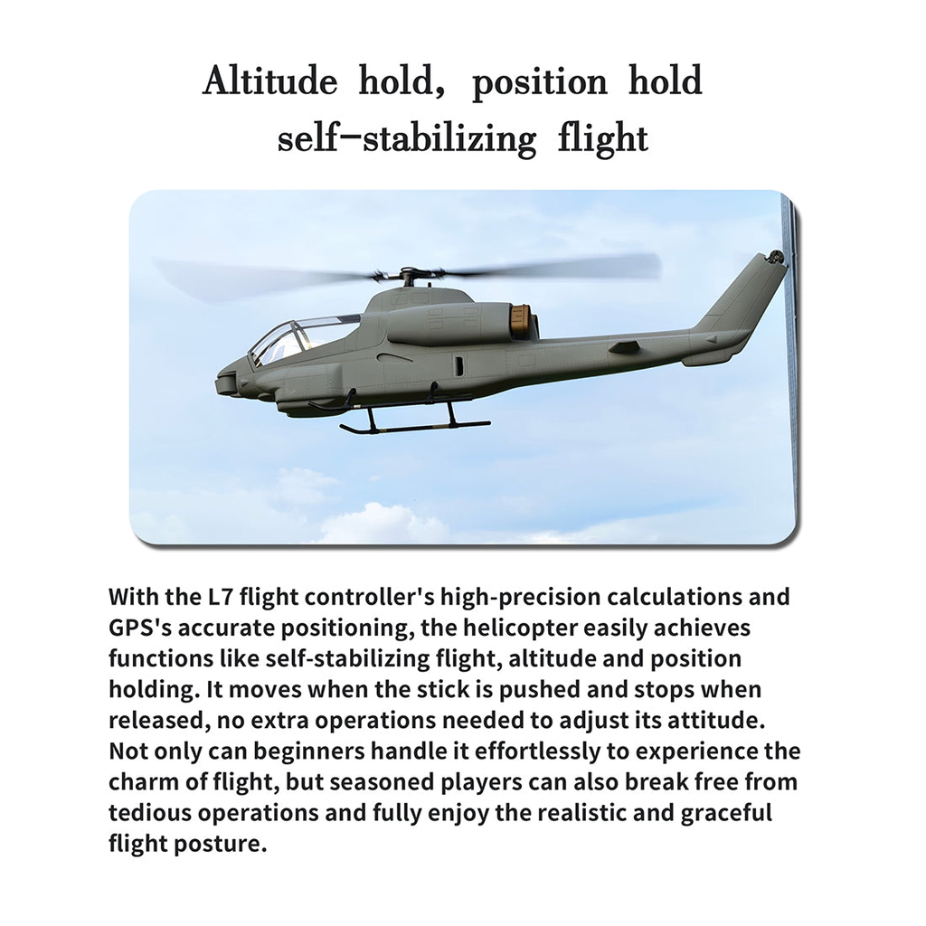 FLISHRC FL500 AH-1 Cobra 500-Class Large Scale GPS RC Helicopter Model with L7 Flight Controller 2.4G 6CH RTF