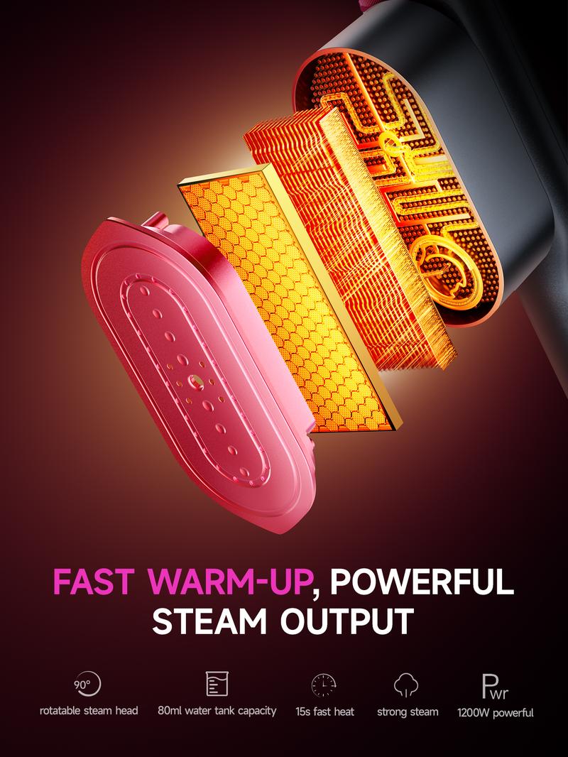 Dr.Flash Garment Steamer for Clothes, Portable Travel Clothing Steamer Iron, 7 Mode with LED Display, 5s Fast Heating, 90&deg; Swivel Handle, New Year Gift