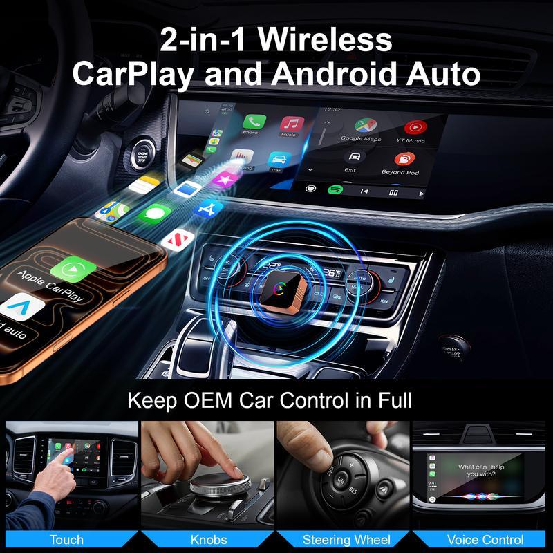 [Christmas Picks with CarPlay] Aimoon Mini Orange Blue Silver Cube Pro  3.0 Wireless CarPlay & Android Auto Adapter 2026– Plug & Play, Fast Auto-Reconnect