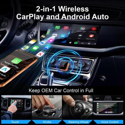 [Christmas Picks with CarPlay] Aimoon Mini Orange Blue Silver Cube Pro  3.0 Wireless CarPlay & Android Auto Adapter 2026– Plug & Play, Fast Auto-Reconnect