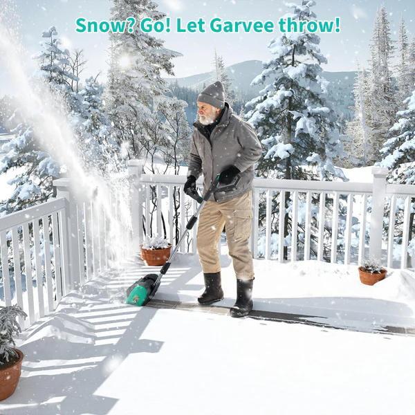 【Battery or Wired  】GARVEE 20V 12-Inch Cordless Brushless Electric Snow Shovel with 4.0Ah Battery，16.5ft Snow Throwing Distance, 4.7in Cleaning Depth for Driveway & Steps