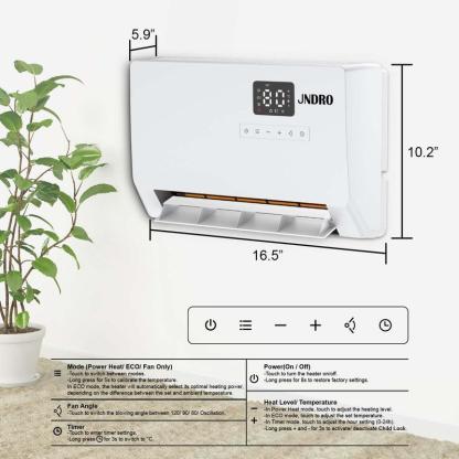 Smart Wall Heater, 1500W Fast Heating Electric Space Heater for Indoor Use, Wall Mounted Panel Heater with Oscillation Modes, 24-Hour Timer Overheat Protection for Bedroom, Bathroom, Office