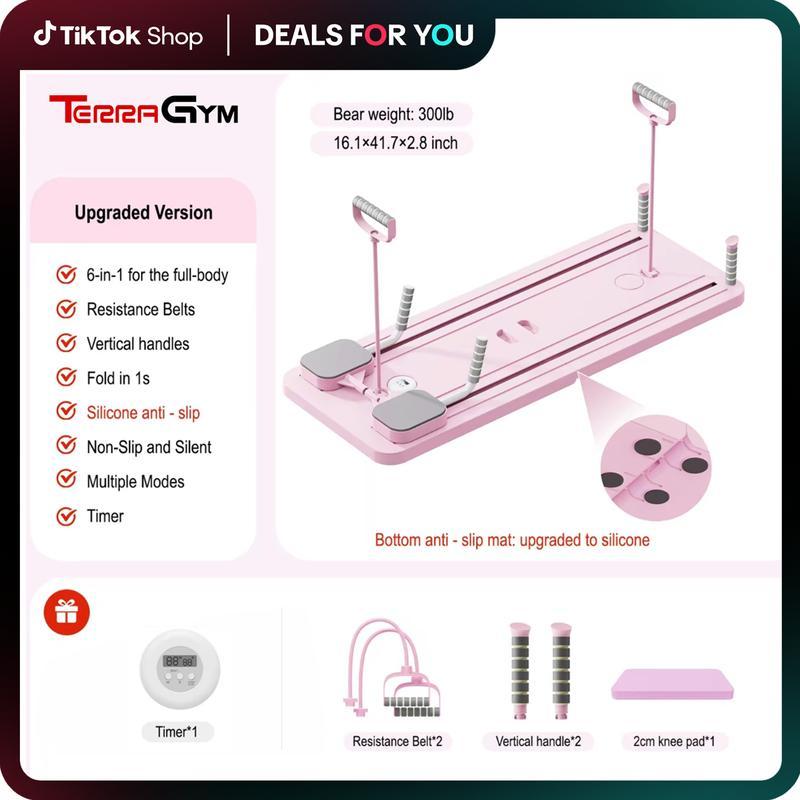 TerraGym Pilates Board,Multi-functional Ab Exercise Board,FoldableHome Pilates Reformer with Knee Mat ,Timer andResistance Bands,Abs Workout Equipment forAbdominal & Core Strength Training #TikTokShopBlackFriday  #TikTokShopCyberMonday-zzh