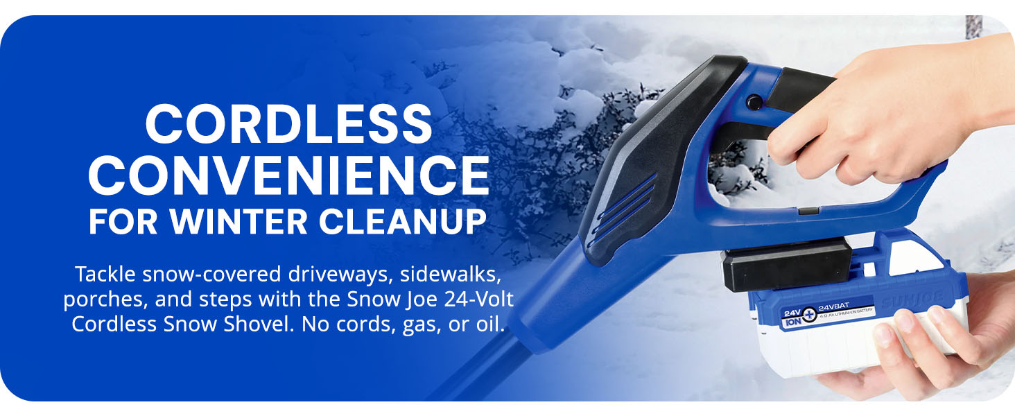 Snow Joe IONMAX 24-Volt Cordless Battery-Powered Snow Shovel Bundle, 13-In, Blue