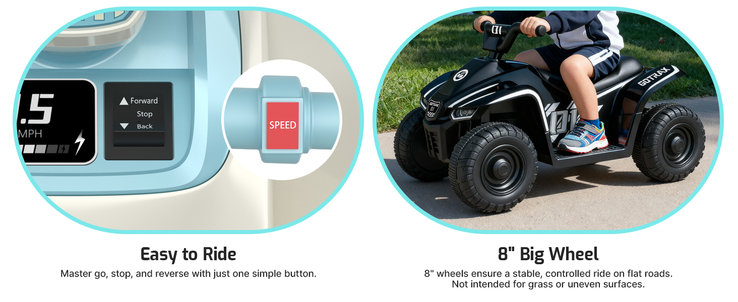 the kids atv wheel is very big, 8inch