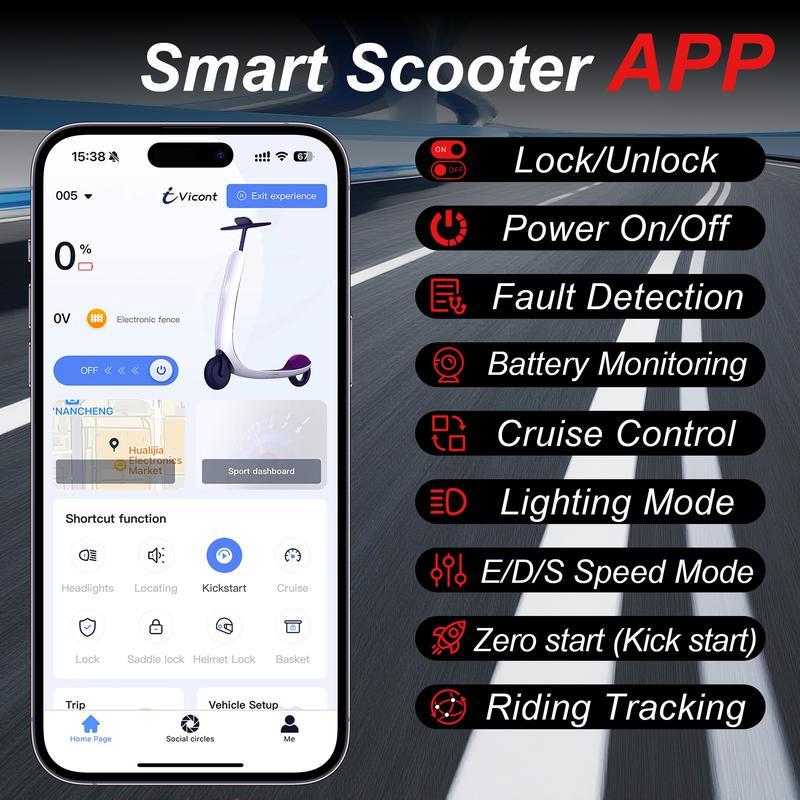 Electric Scooter – 19 MPH Max Speed, with Seat and Luggage Box, 8.5" Honeycomb Solid Tires, 350W Motor, 12 Miles Range, Foldable Design, Dual Braking System & App Control