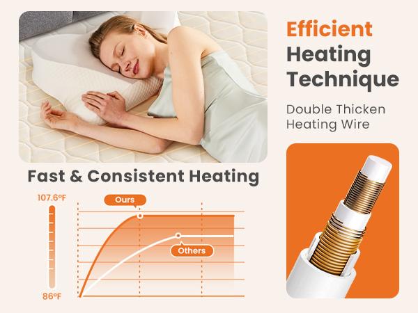 【NEW YEAR DEAL】Heated Mattress Pad &ndash; Quilted Electric Bed Warmer with 12 Heat Settings, 10‑Hour Auto Shut‑Off, Machine Washable,White