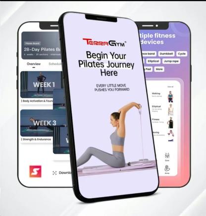 TerraGym Pilates Board,Multi-functional Ab Exercise Board,FoldableHome Pilates Reformer with Knee Mat ,Timer andResistance Bands,Abs Workout Equipment forAbdominal & Core Strength Training #TikTokShopBlackFriday  #TikTokShopCyberMonday-zzh