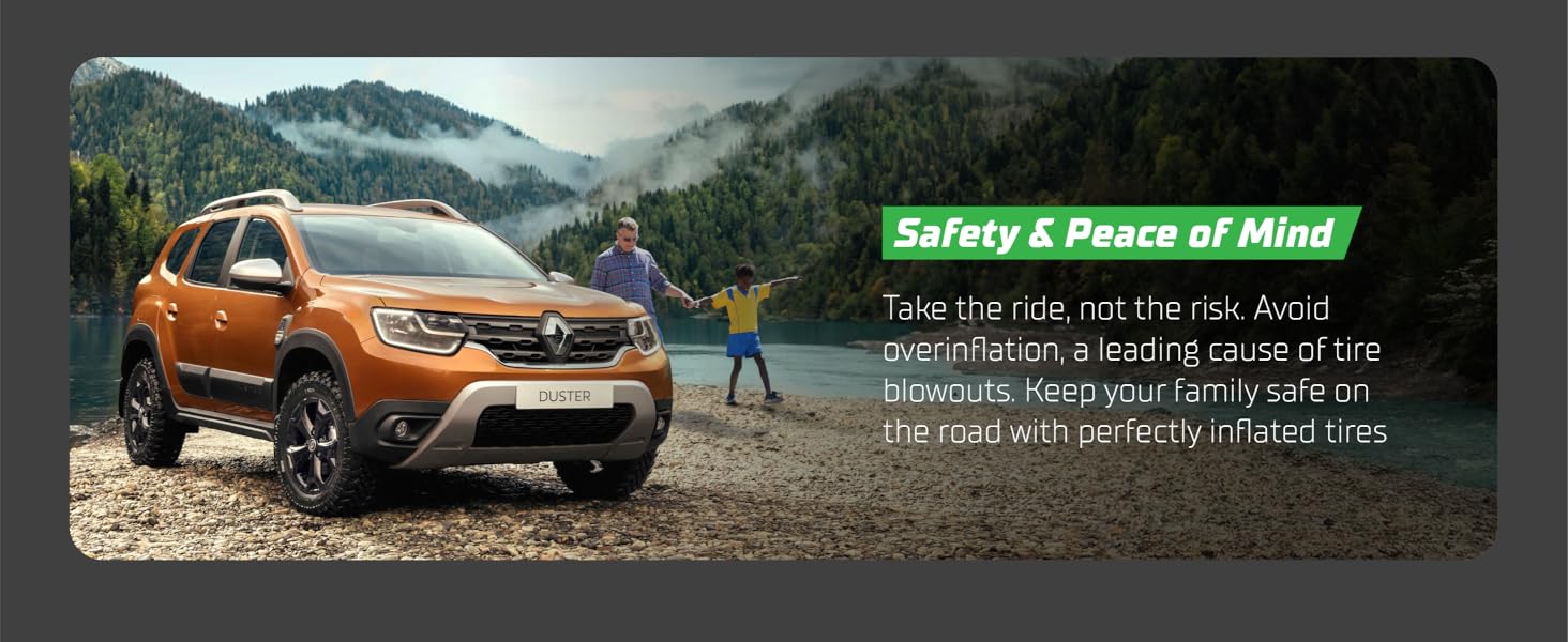 Lightweight air pump for bike tires shown inflating mountain bike in outdoor setting