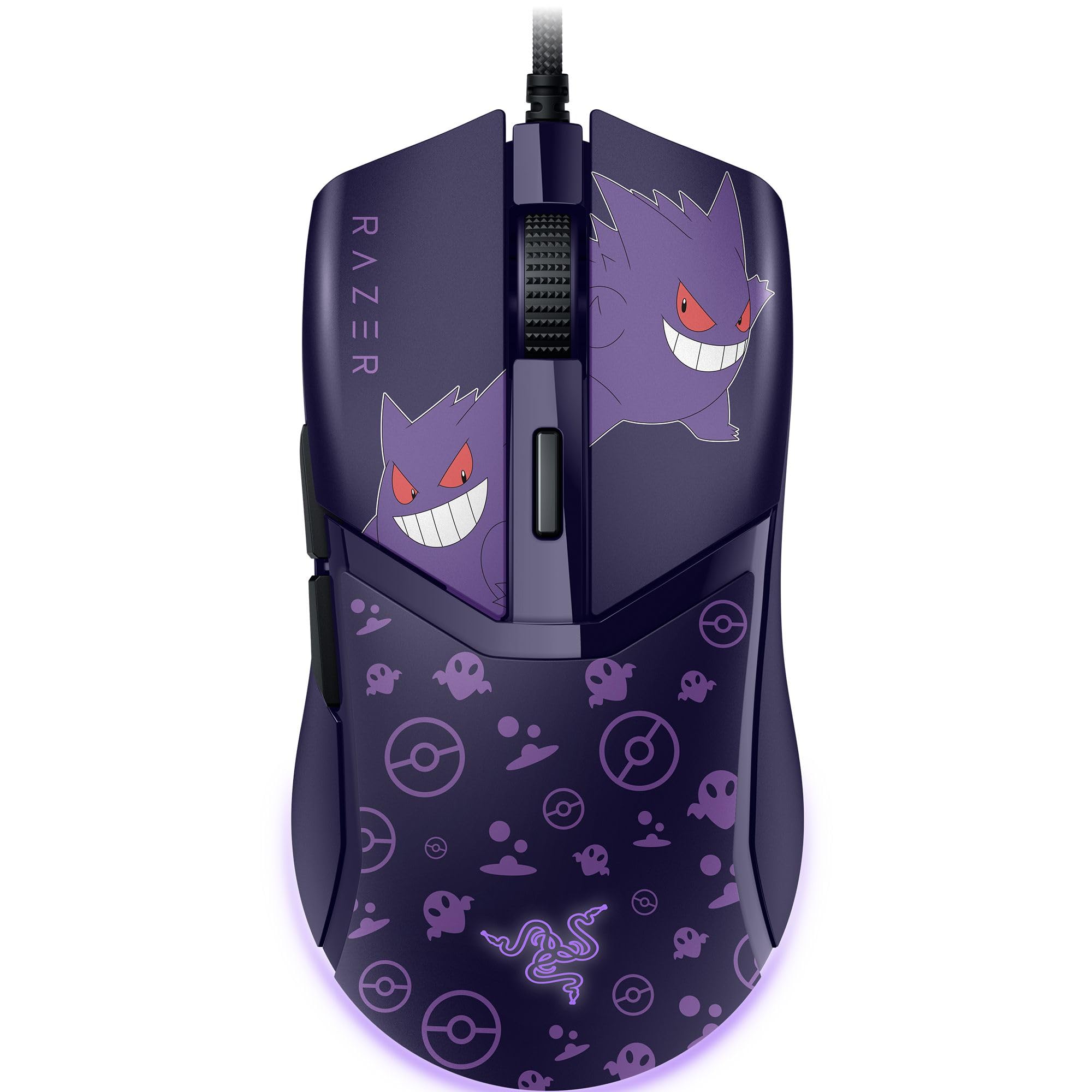 Razer Cobra Wired Gaming Mouse: 58g Lightweight - Gen-3 Optical Switches - Chroma RGB Lighting Underglow - 8500 DPI Optical Sensor - 100% PTFE Mouse Feet - Speedflex Cable - Pokemon Gengar Edition