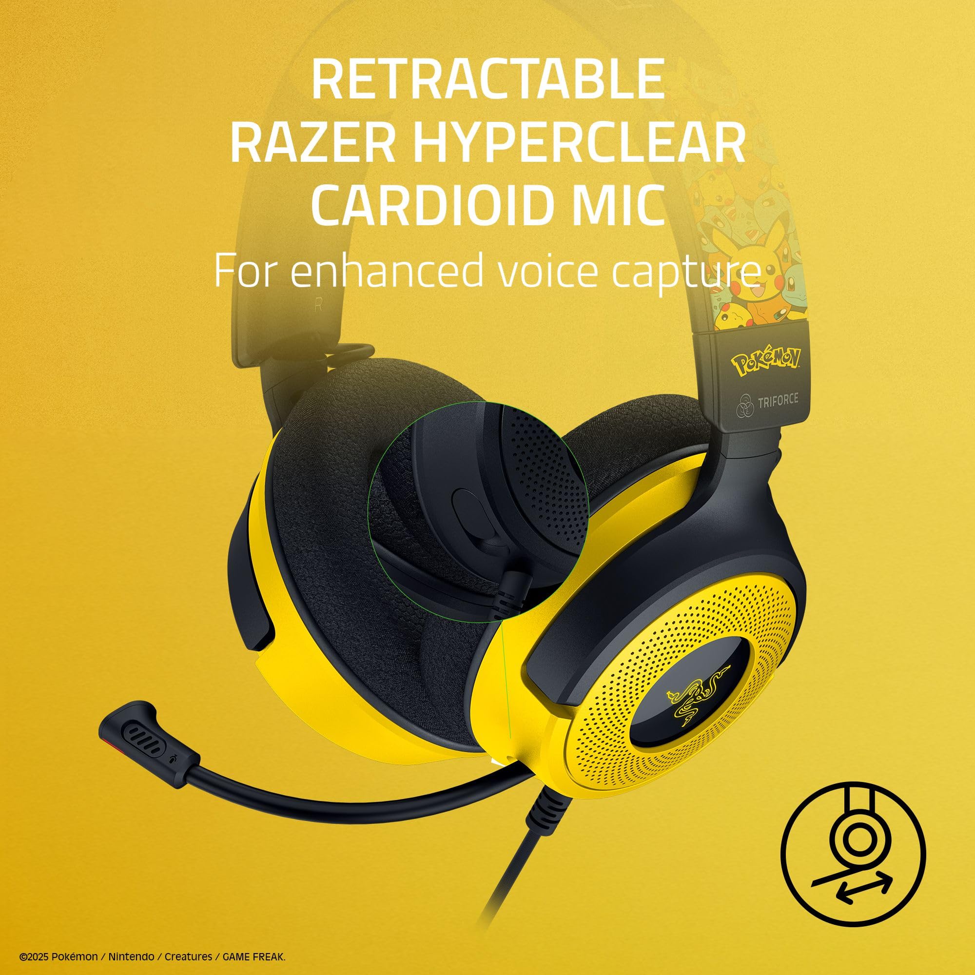 Razer Kraken V4 X Wired Gaming Headset: 40 mm Drivers - Cardioid Mic - Memory Foam Cushions - Chroma RGB Lighting - Type C & Type A Cable - for PC, Mac, PS5, Nintendo Switch - Pokémon Edition