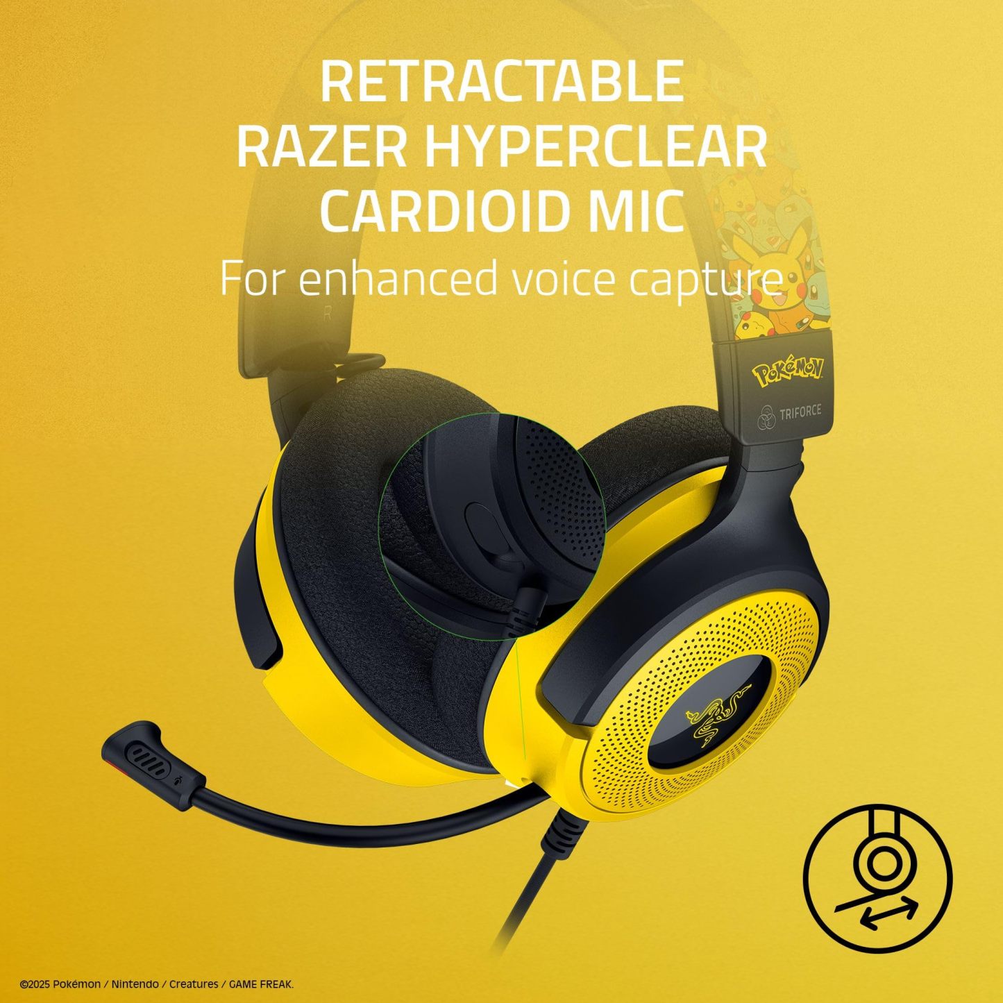 Razer Kraken V4 X Wired Gaming Headset: 40 mm Drivers - Cardioid Mic - Memory Foam Cushions - Chroma RGB Lighting - Type C & Type A Cable - for PC, Mac, PS5, Nintendo Switch - Pokémon Edition