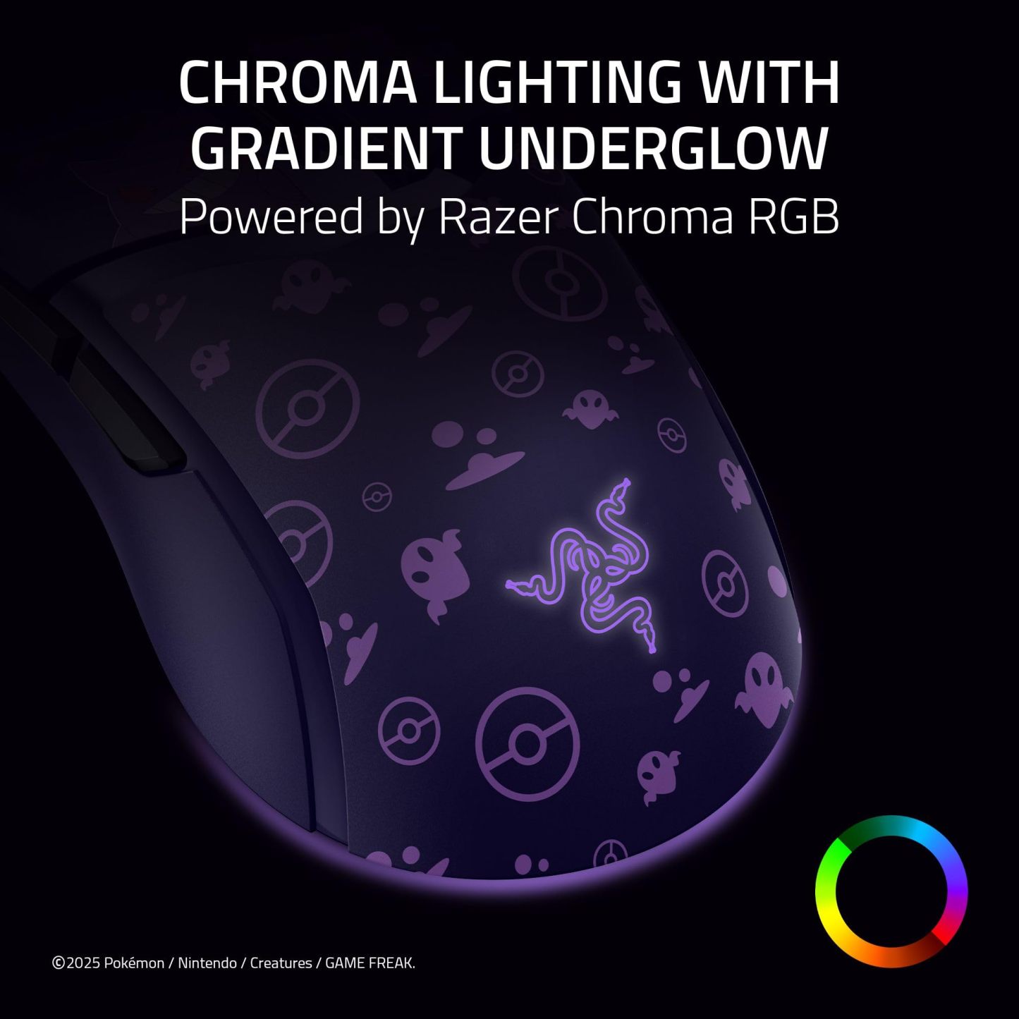 Razer Cobra Wired Gaming Mouse: 58g Lightweight - Gen-3 Optical Switches - Chroma RGB Lighting Underglow - 8500 DPI Optical Sensor - 100% PTFE Mouse Feet - Speedflex Cable - Pokemon Gengar Edition