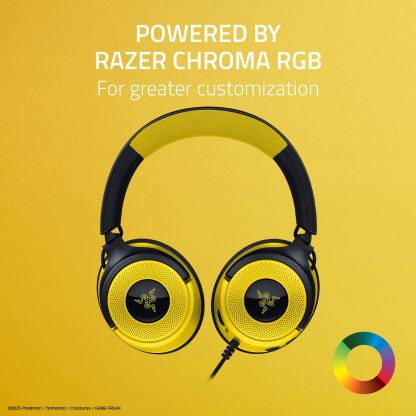 Razer Kraken V4 X Wired Gaming Headset: 40 mm Drivers - Cardioid Mic - Memory Foam Cushions - Chroma RGB Lighting - Type C & Type A Cable - for PC, Mac, PS5, Nintendo Switch - Pokémon Edition
