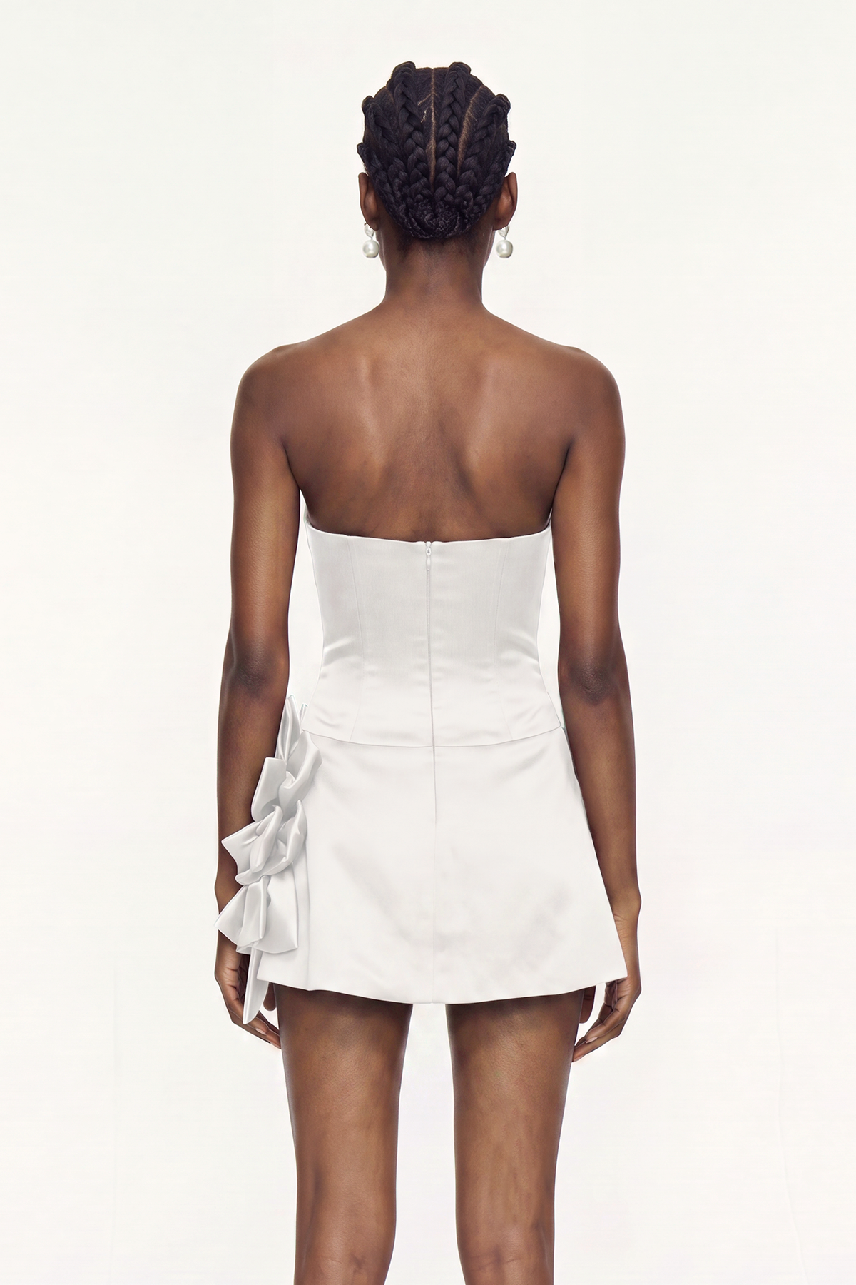 İIngvar Flower Strapless Mini Dress In White