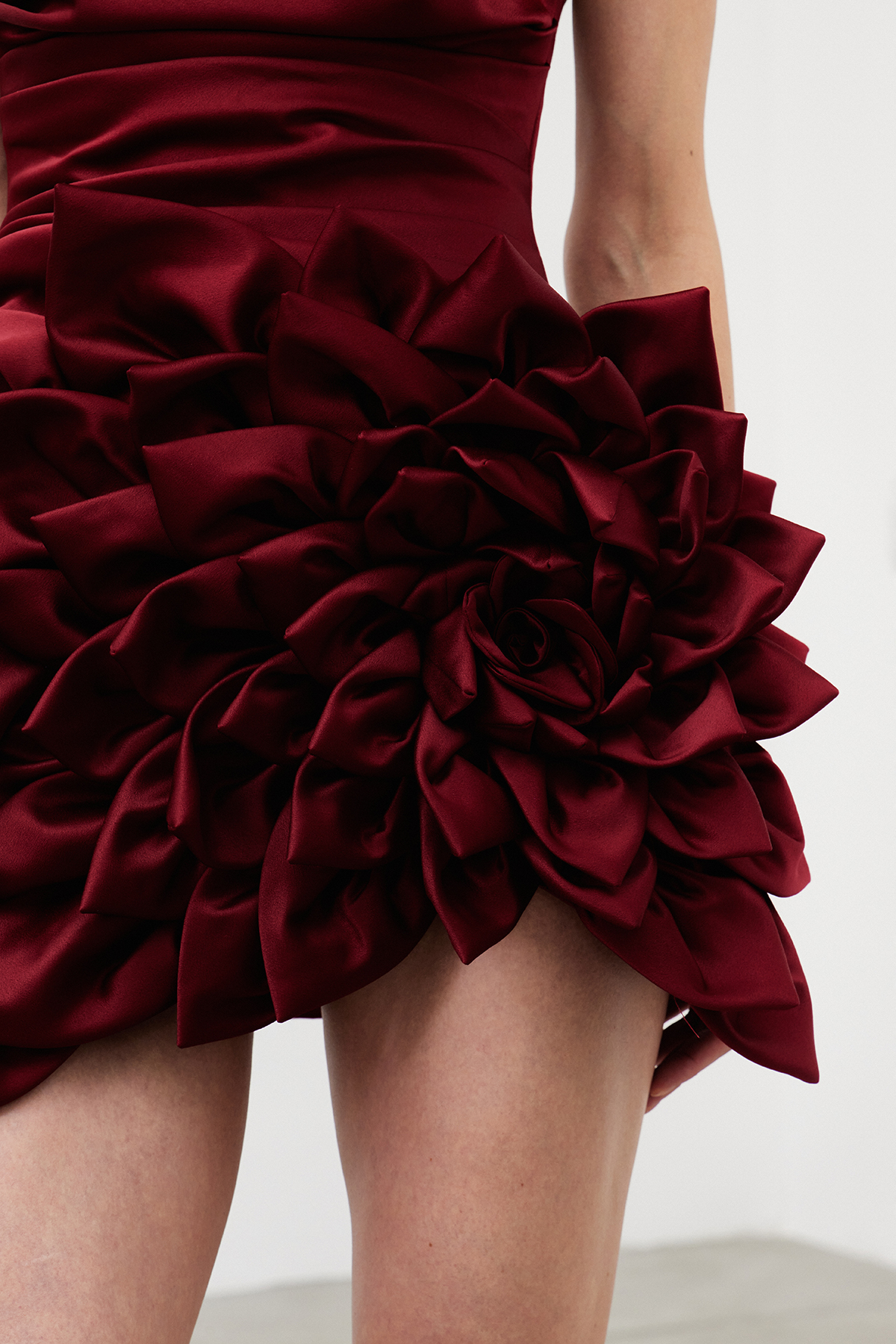 İbrahim Flower Strapless Mini Dress In Wine