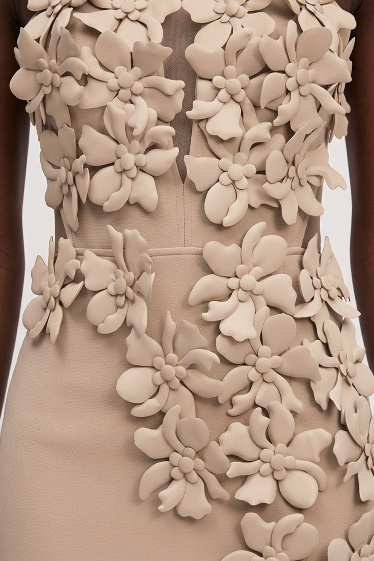 Kira Halter Neck Flower Split Maxi Dress In Apricot