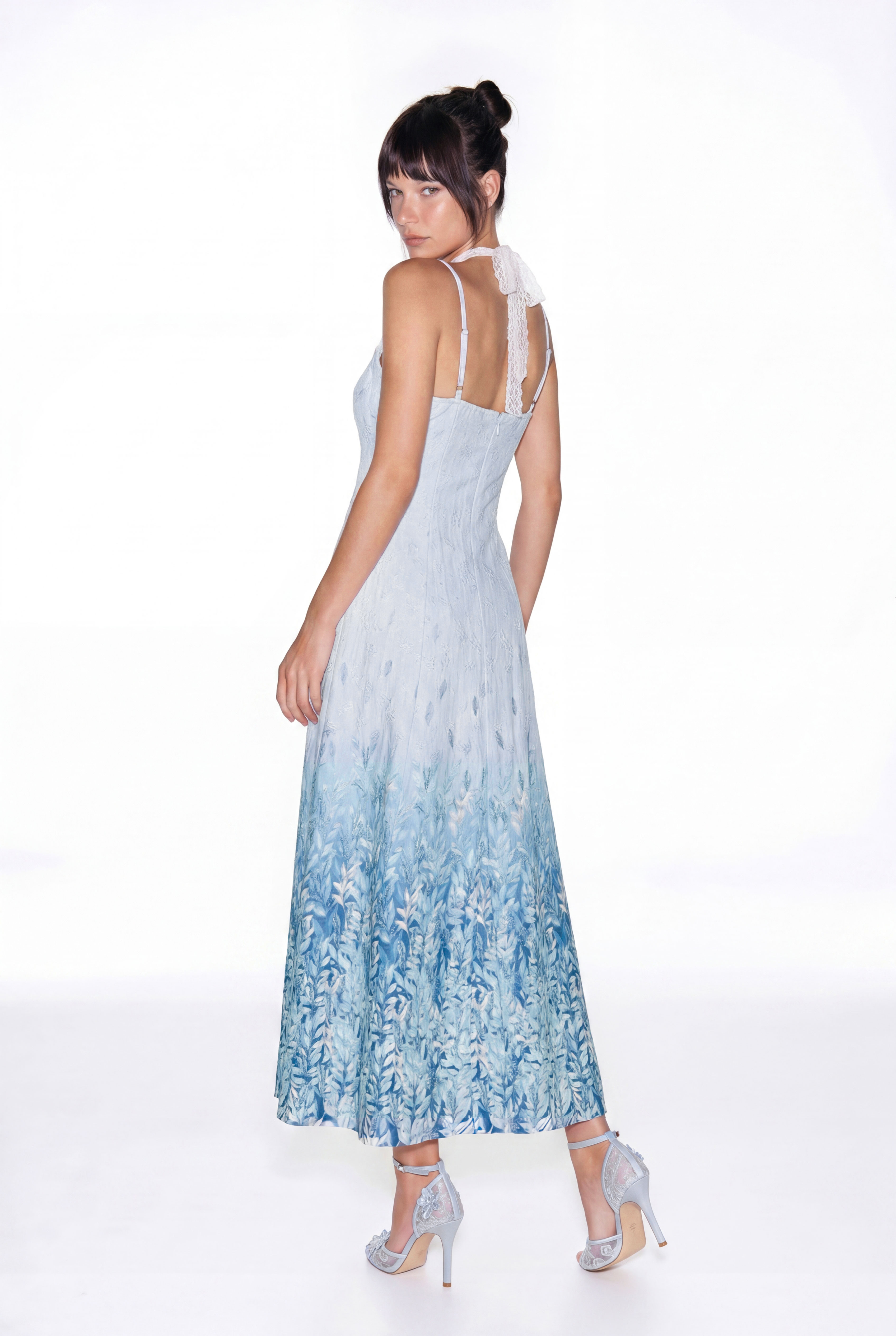 Jaropełk Spaghetti Floral Lace Midi Dress